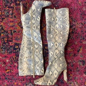 knee high snake skin boots